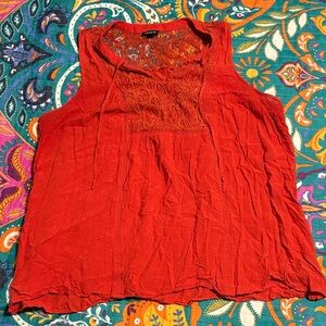 Torrid Rusty Red Lace Detail Sleeveless Top